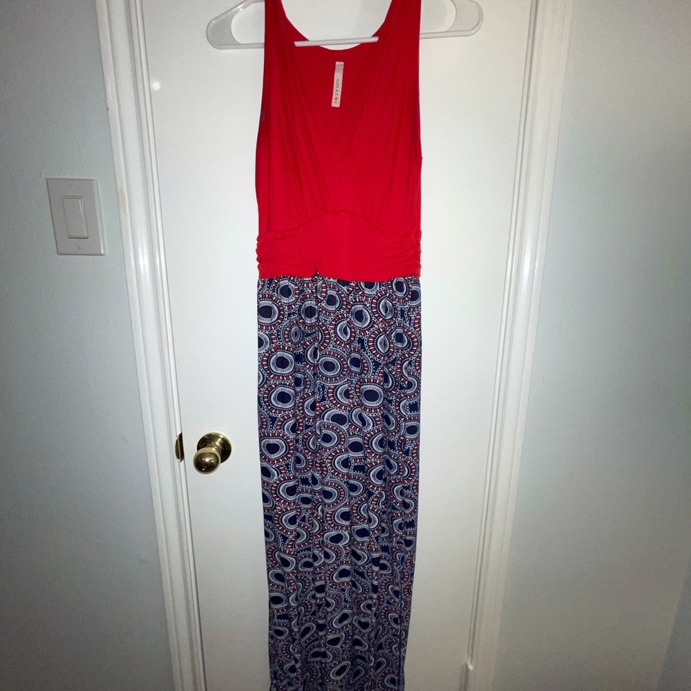 Gilli red & blue maxi dress